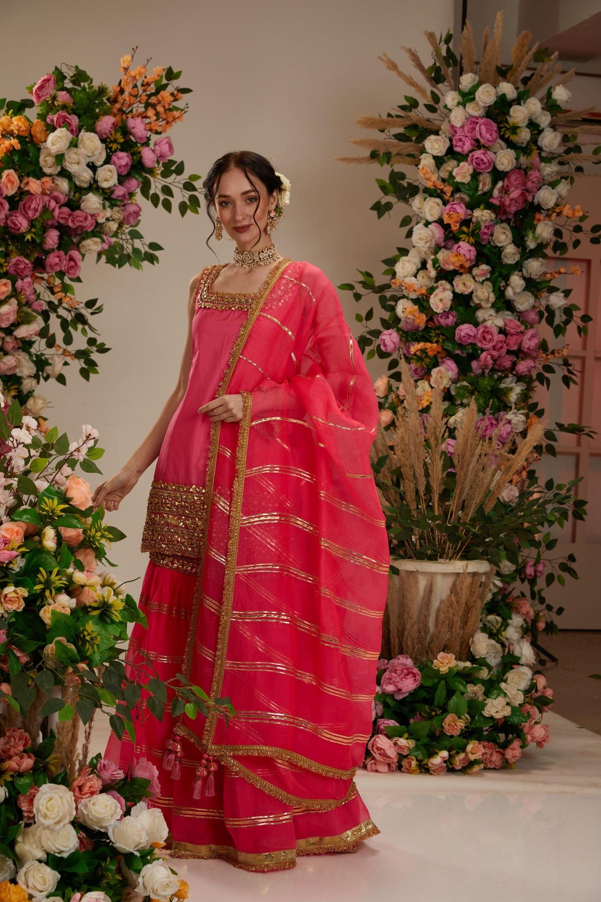 Pink Kurta with Grarara and dupatta - Preeti s kapoor