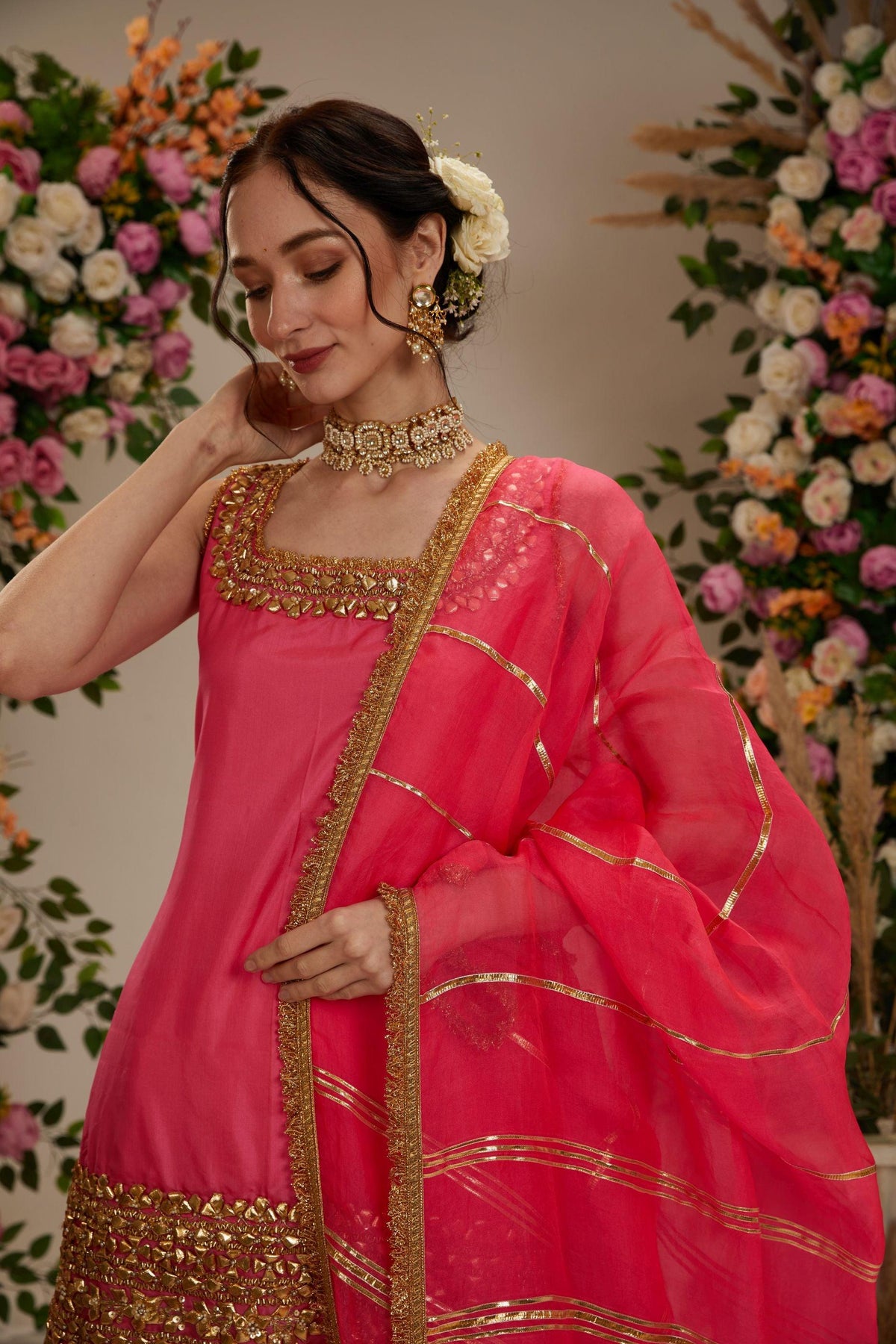 Pink Kurta with Grarara and dupatta - Preeti s kapoor