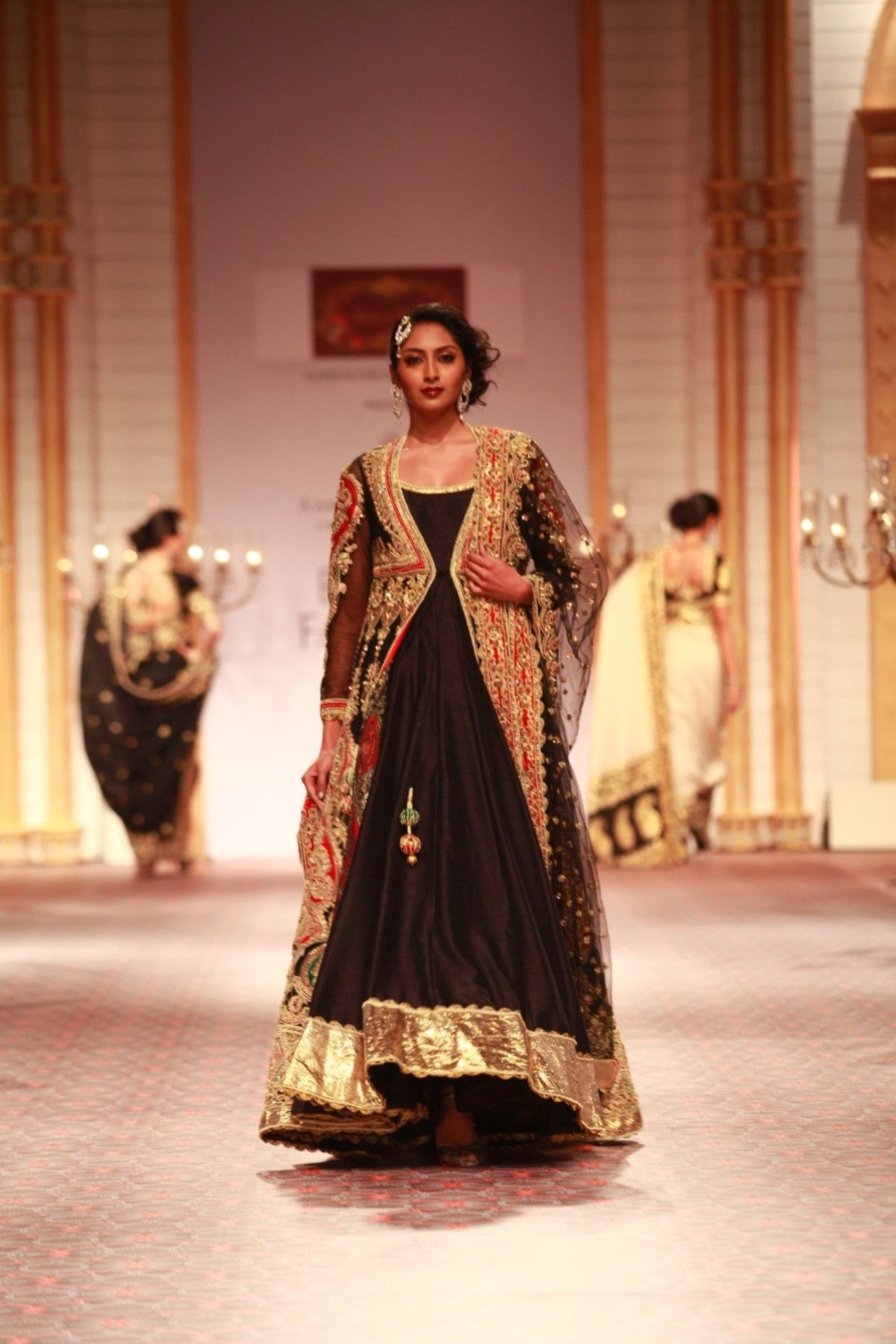 Black Embroidered Jacket With Anarkali And Dupatta
