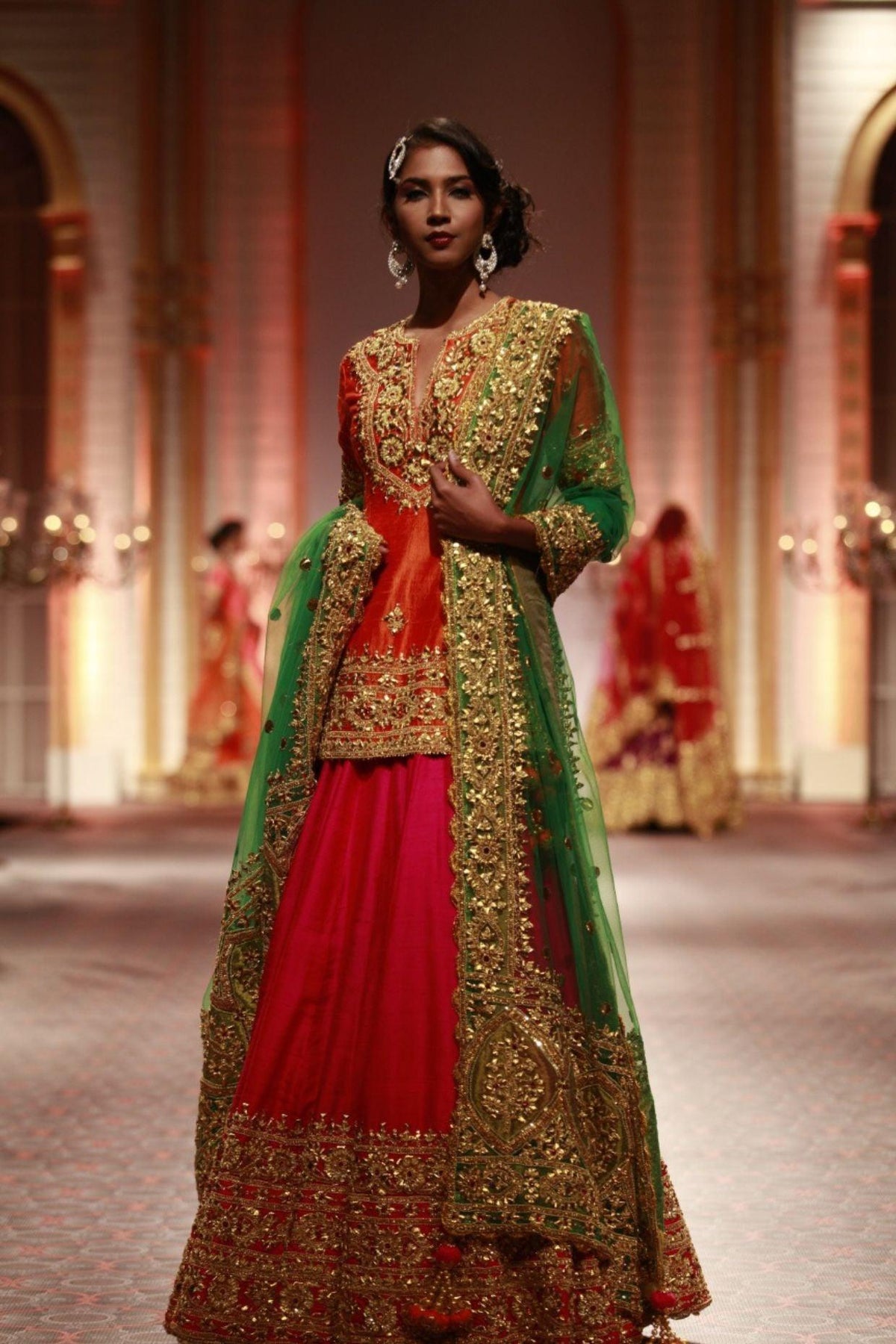 Orange And Pink Lehenga