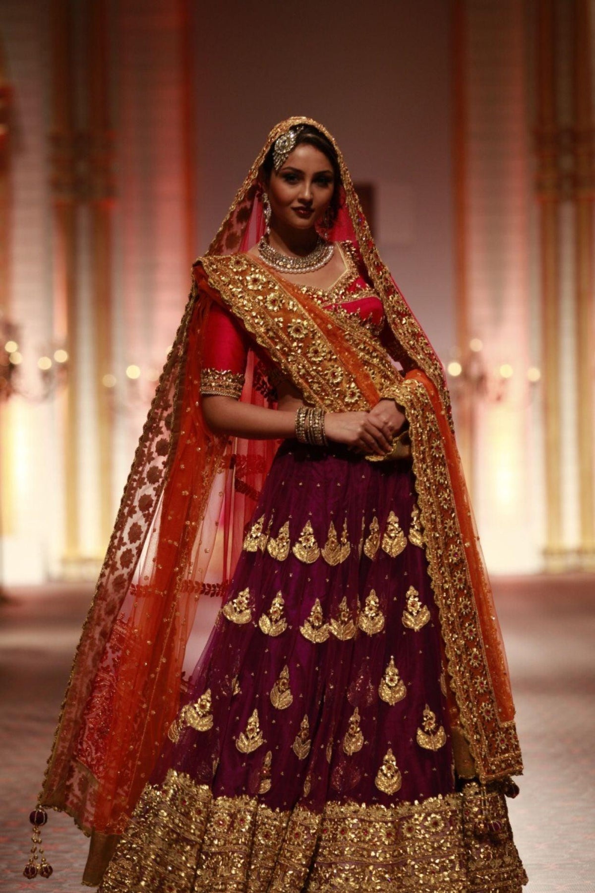 Purple Silk Embroidered Lehenga Set - Preeti s kapoor