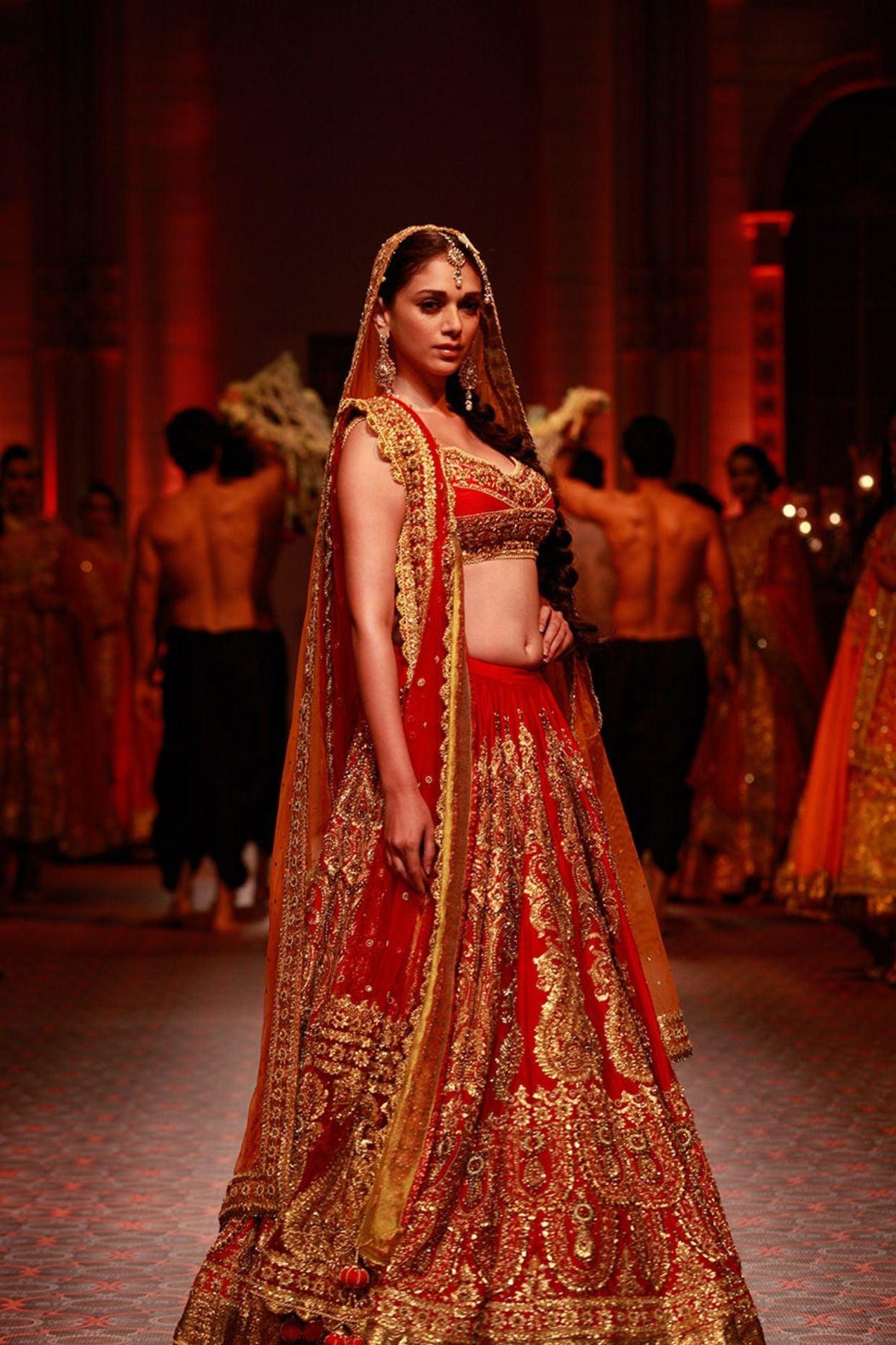 Red Silk Embroidered Lehenga Set