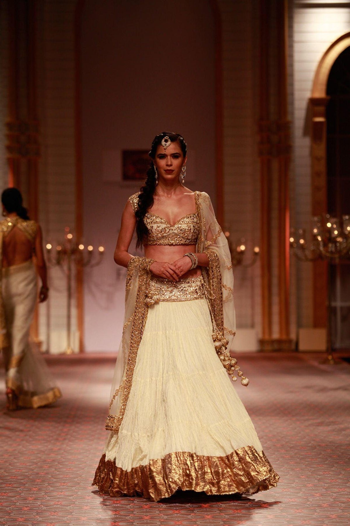 White Net Silk Embroidered Lehenga Set - Preeti s kapoor