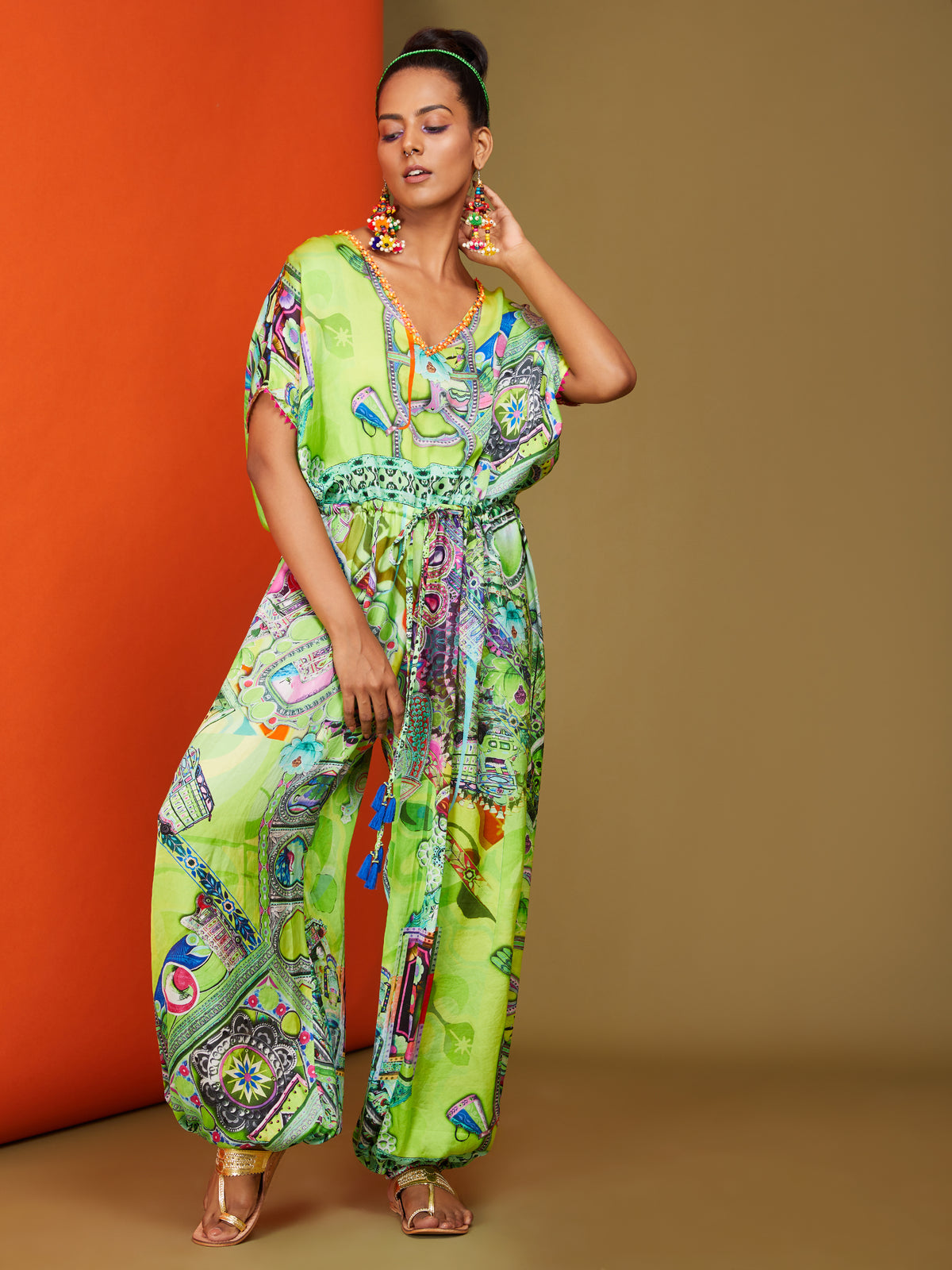 Printed Green Colour Jumpsuit