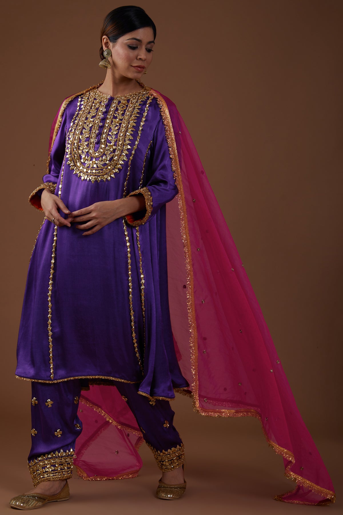 Royal Amethyst hued  Mashru silk kurta set