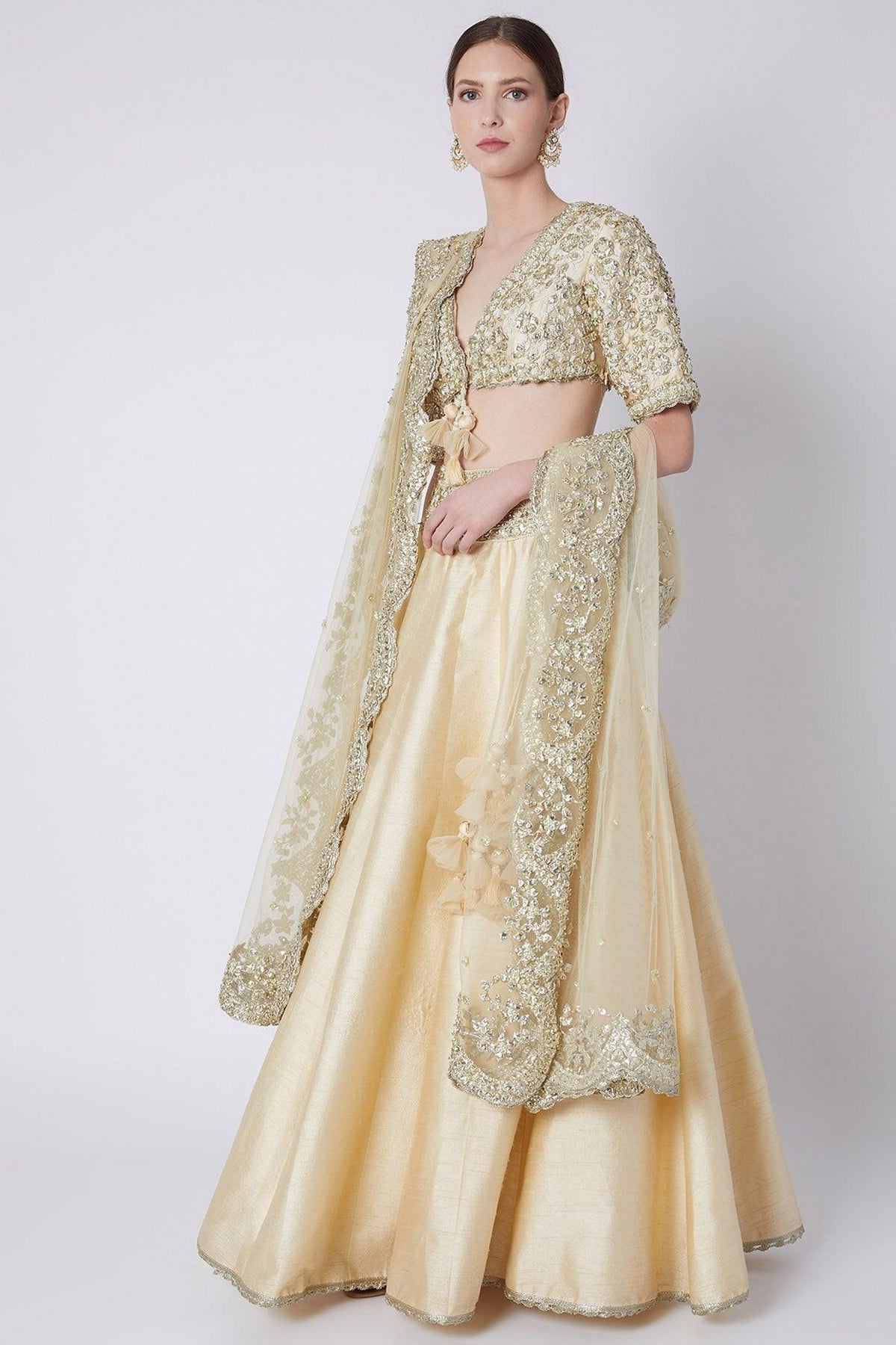 Beige Gota Embroidered Lehenga Set