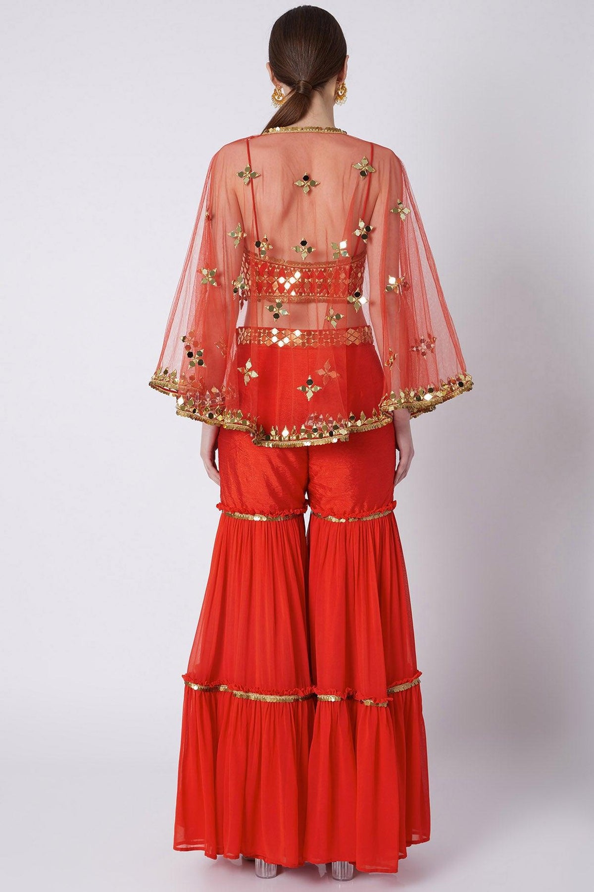 Red Embroidered Gharara Set - Preeti s kapoor