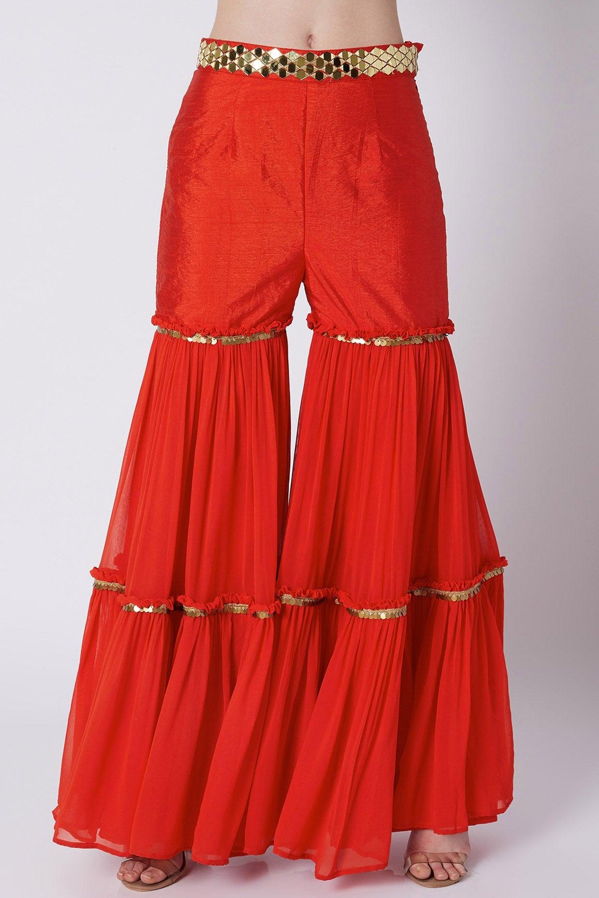 Red Embroidered Gharara Set - Preeti s kapoor