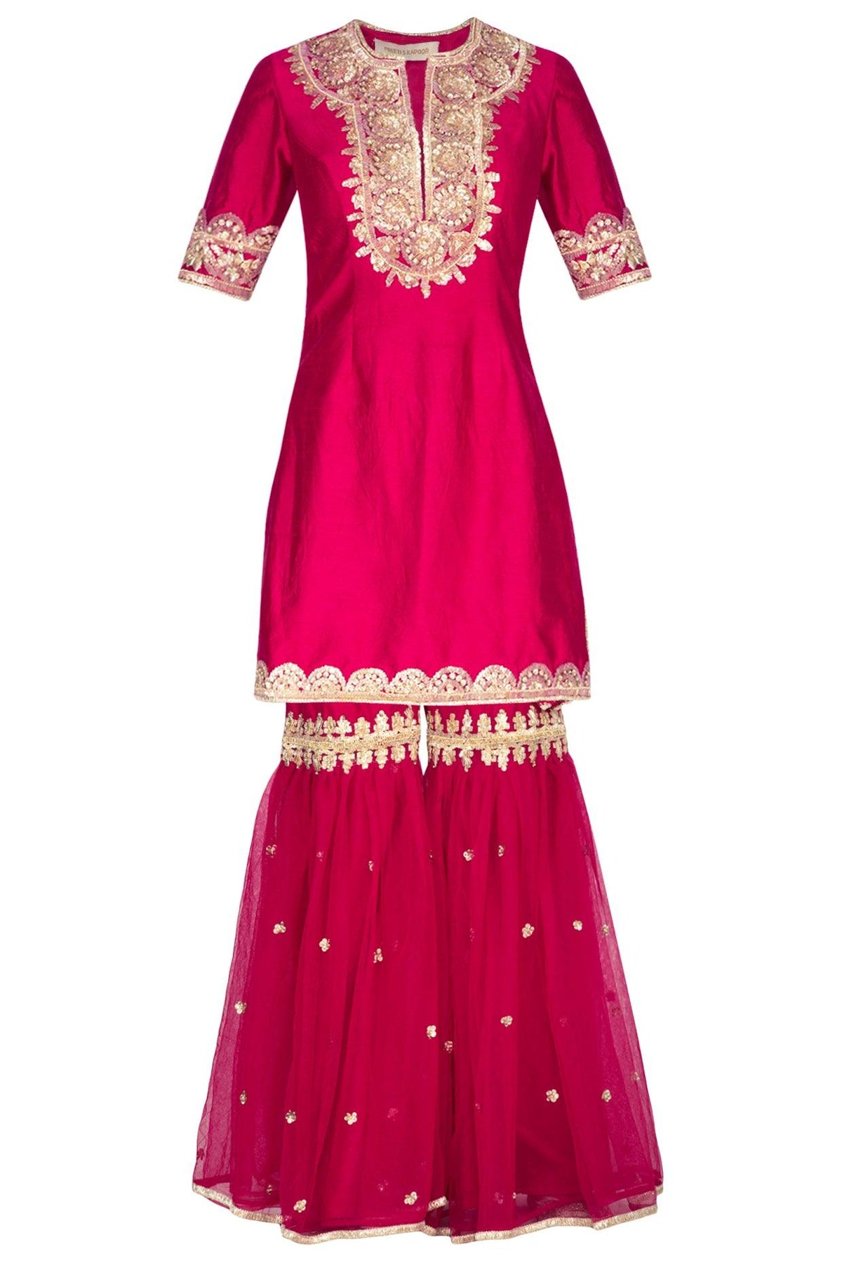 Fuchsia Embroidered Gharara Set - Preeti s kapoor