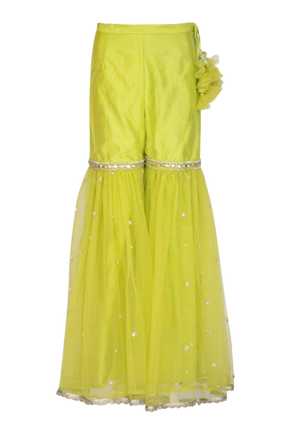 Lime Green Embroidered Gharara Set - Preeti s kapoor