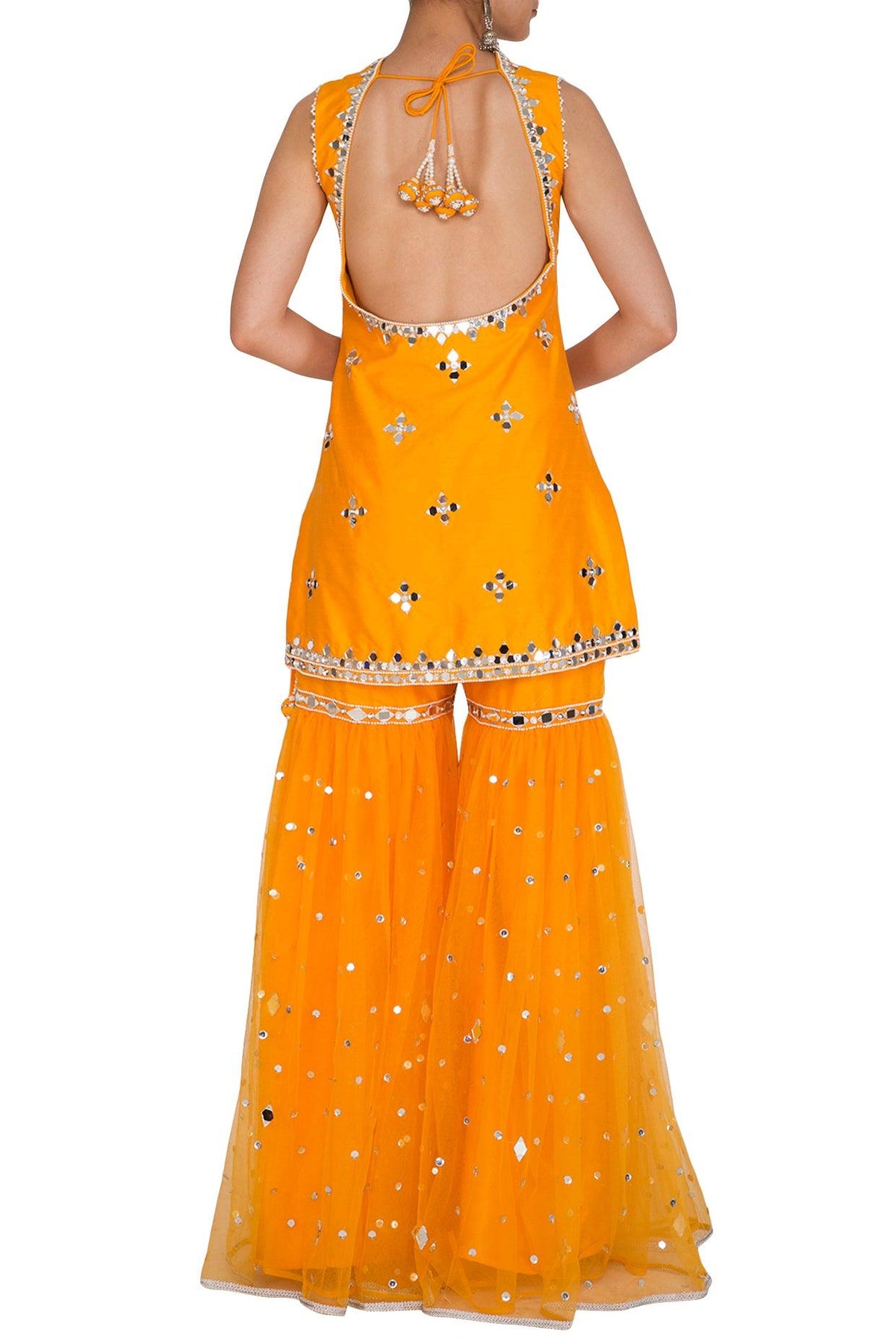 Orange Embroidered Gharara Set - Preeti s kapoor