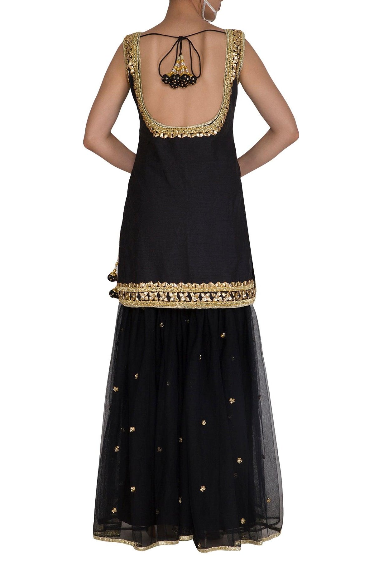 Black Gota Embroidered Gharara Set - Preeti s kapoor