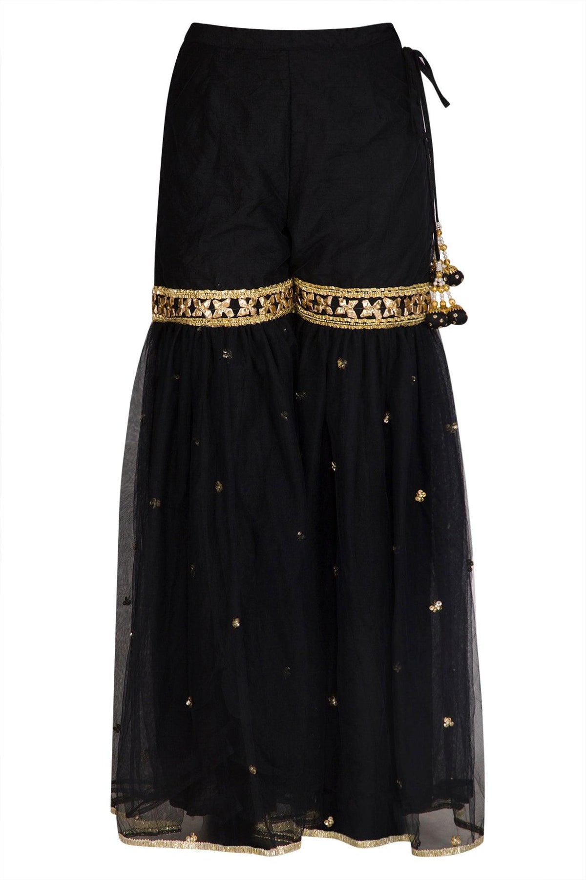 Black Gota Embroidered Gharara Set - Preeti s kapoor