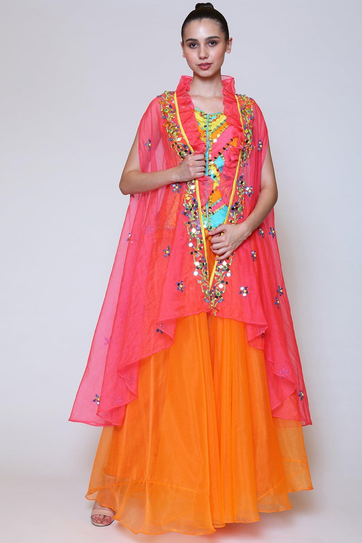 Orange Organza Sharara Set