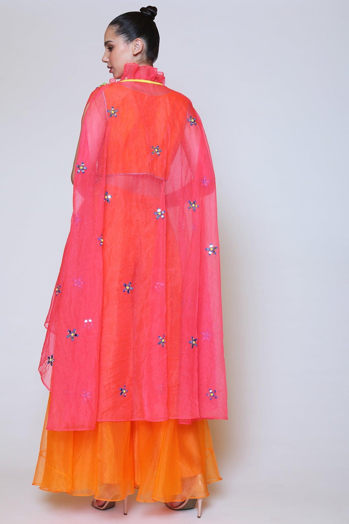 Orange Sharara Set With Cape - Preeti s kapoor