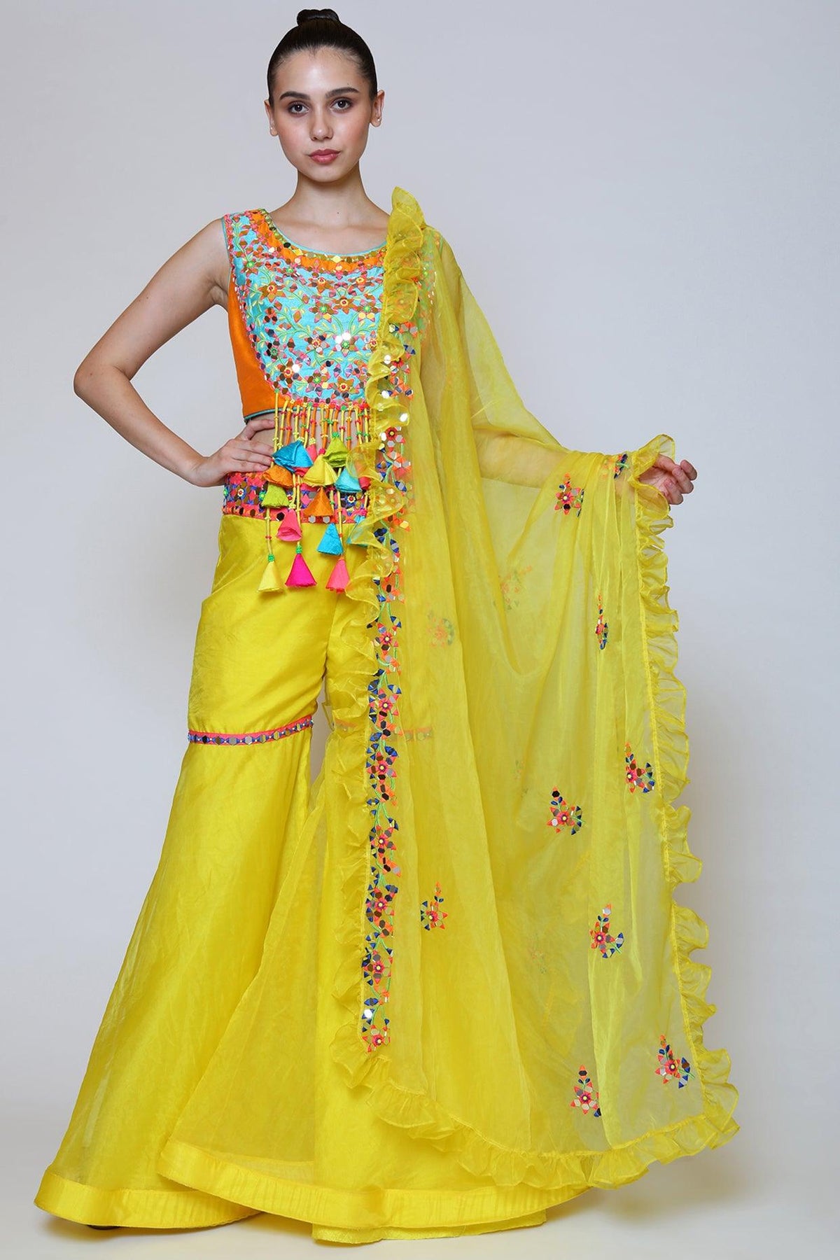 Yellow Organza Gharara Set - Preeti s kapoor