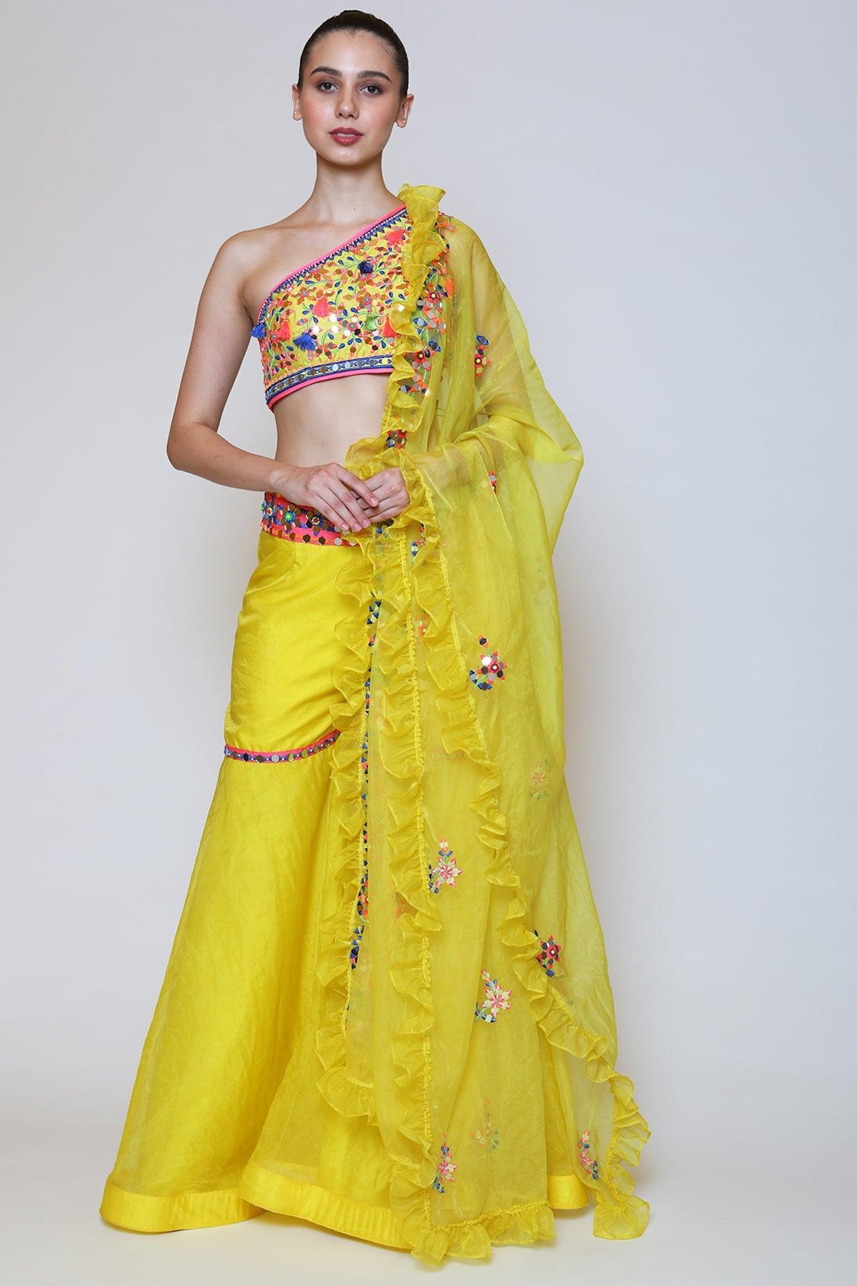 Yellow Blouse In Dupion Base Embroidered Gharara Set - Preeti s kapoor