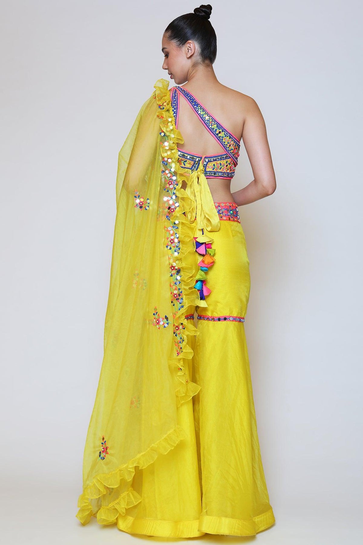 Yellow Blouse In Dupion Base Embroidered Gharara Set - Preeti s kapoor