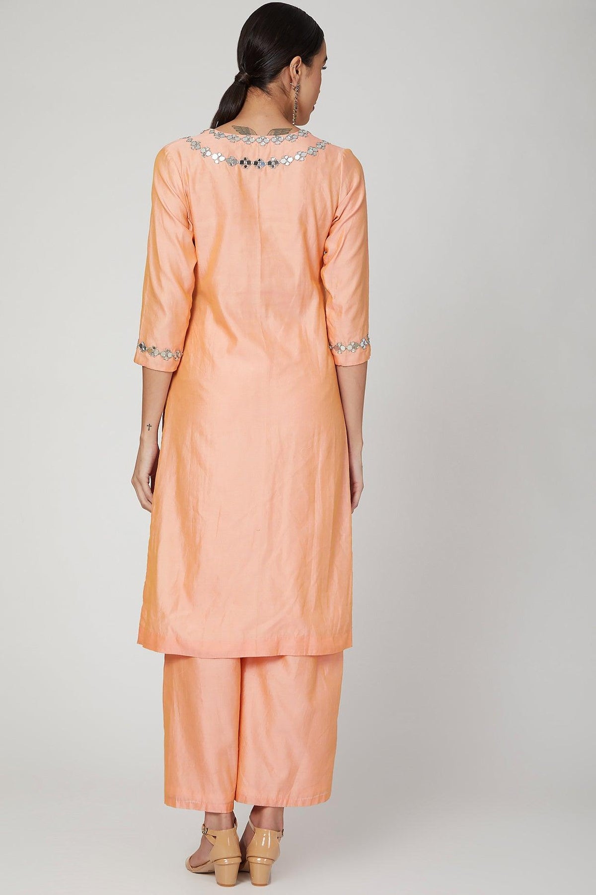 Peach Gota Embroidered Kurta Set - Preeti s kapoor