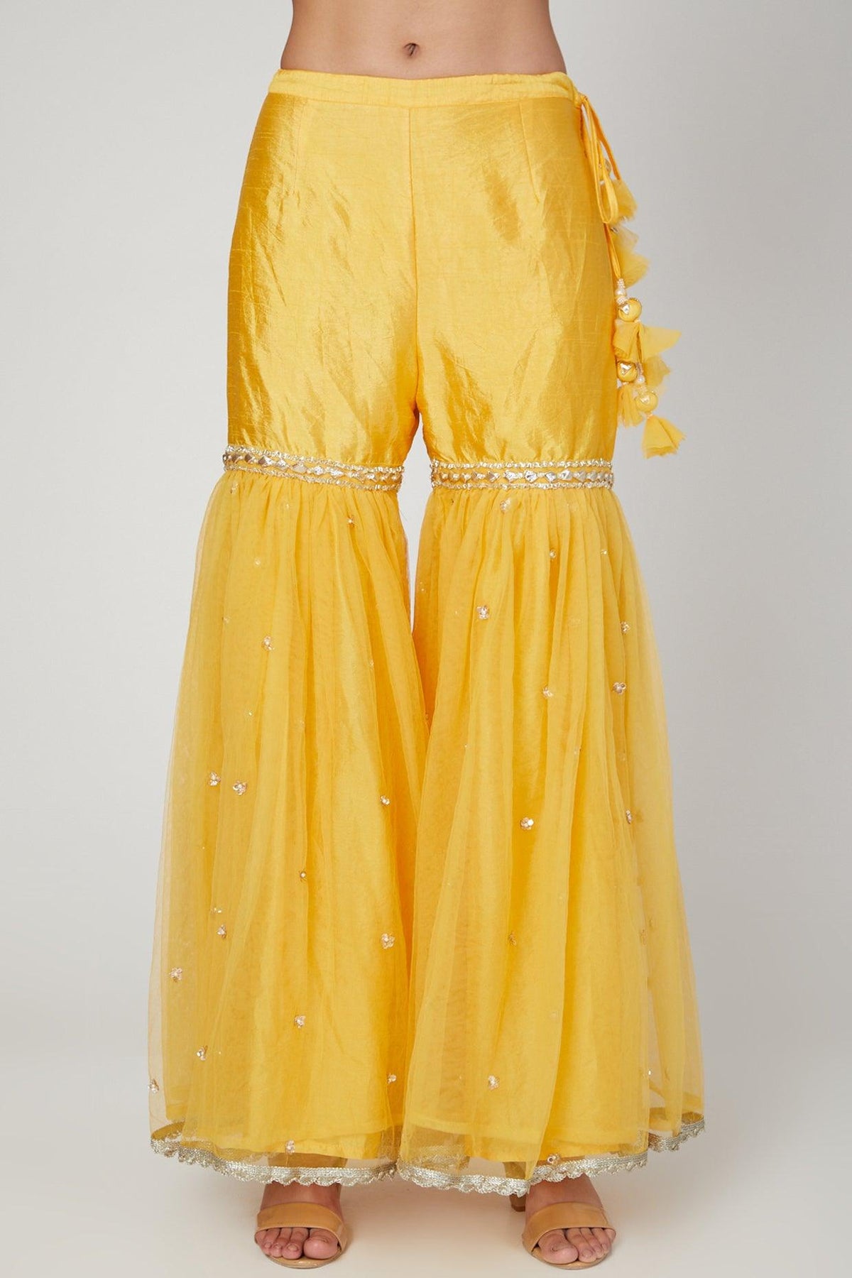 Yellow Embroidered Gharara Set - Preeti s kapoor