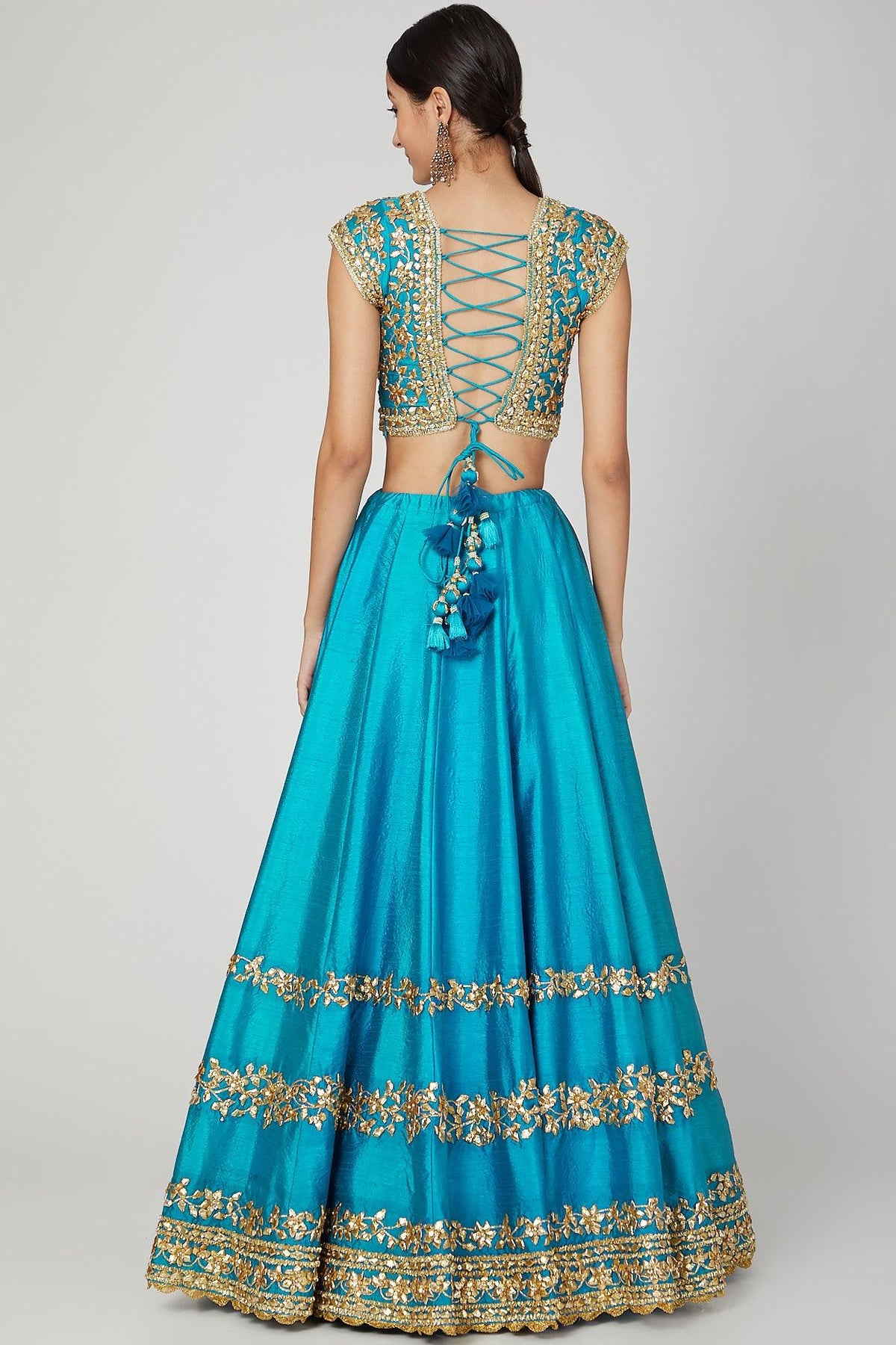 Turquoise Embroidered Lehenga Set - Preeti s kapoor