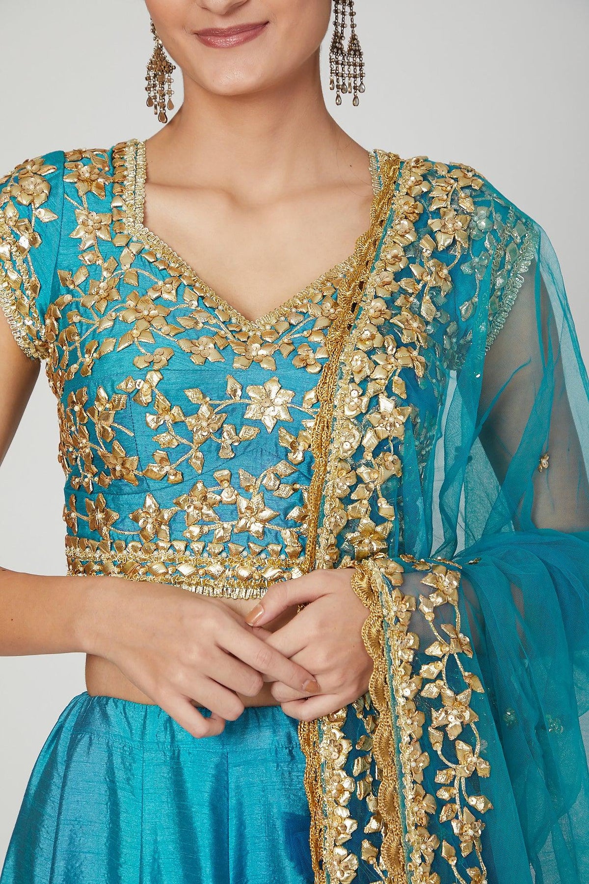 Turquoise Embroidered Lehenga Set - Preeti s kapoor