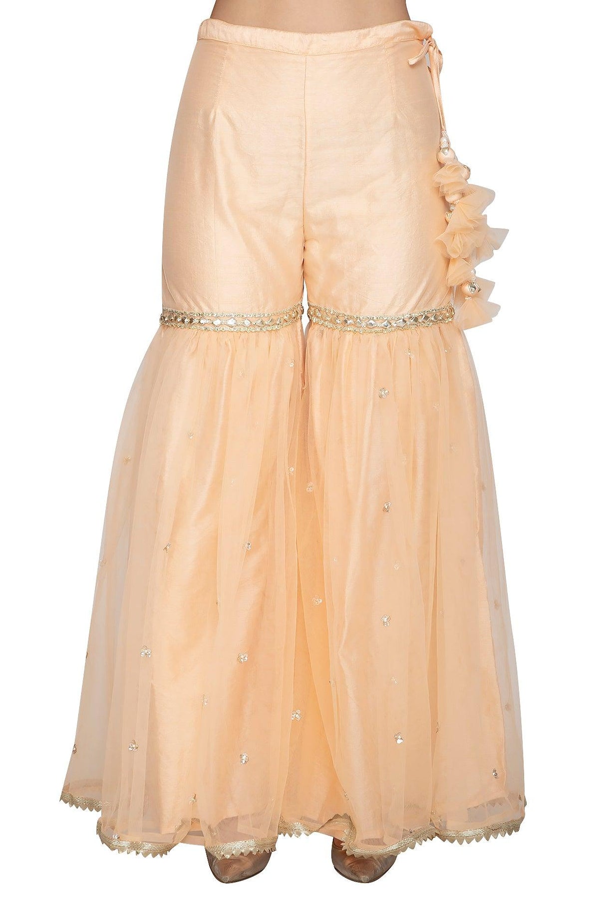 Light Peach Embroidered Gharara Set - Preeti s kapoor