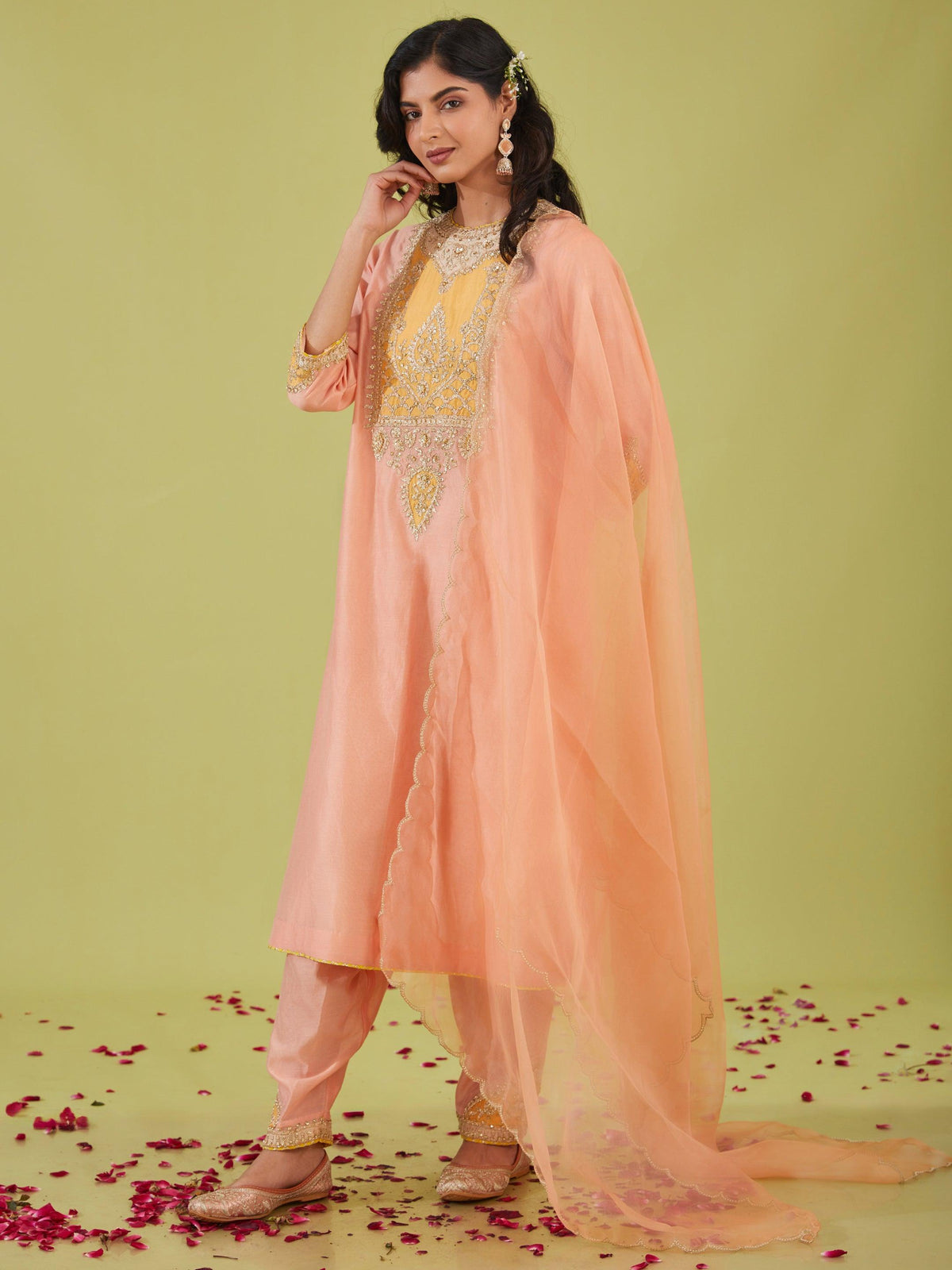 PINK LONG KURTA WITH SALWAR AND PINK DUPATTA - Preeti s kapoor