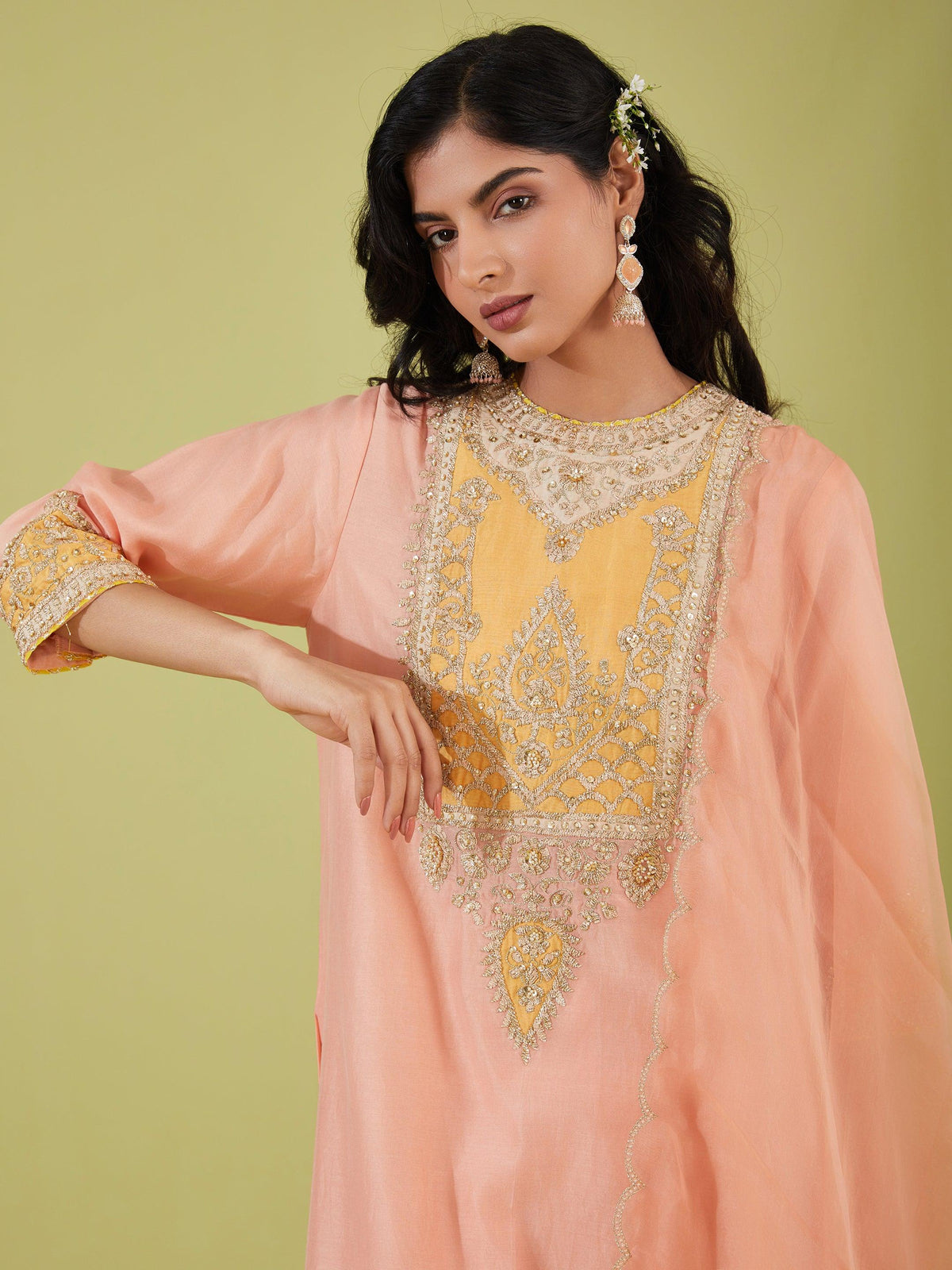 PINK LONG KURTA WITH SALWAR AND PINK DUPATTA - Preeti s kapoor