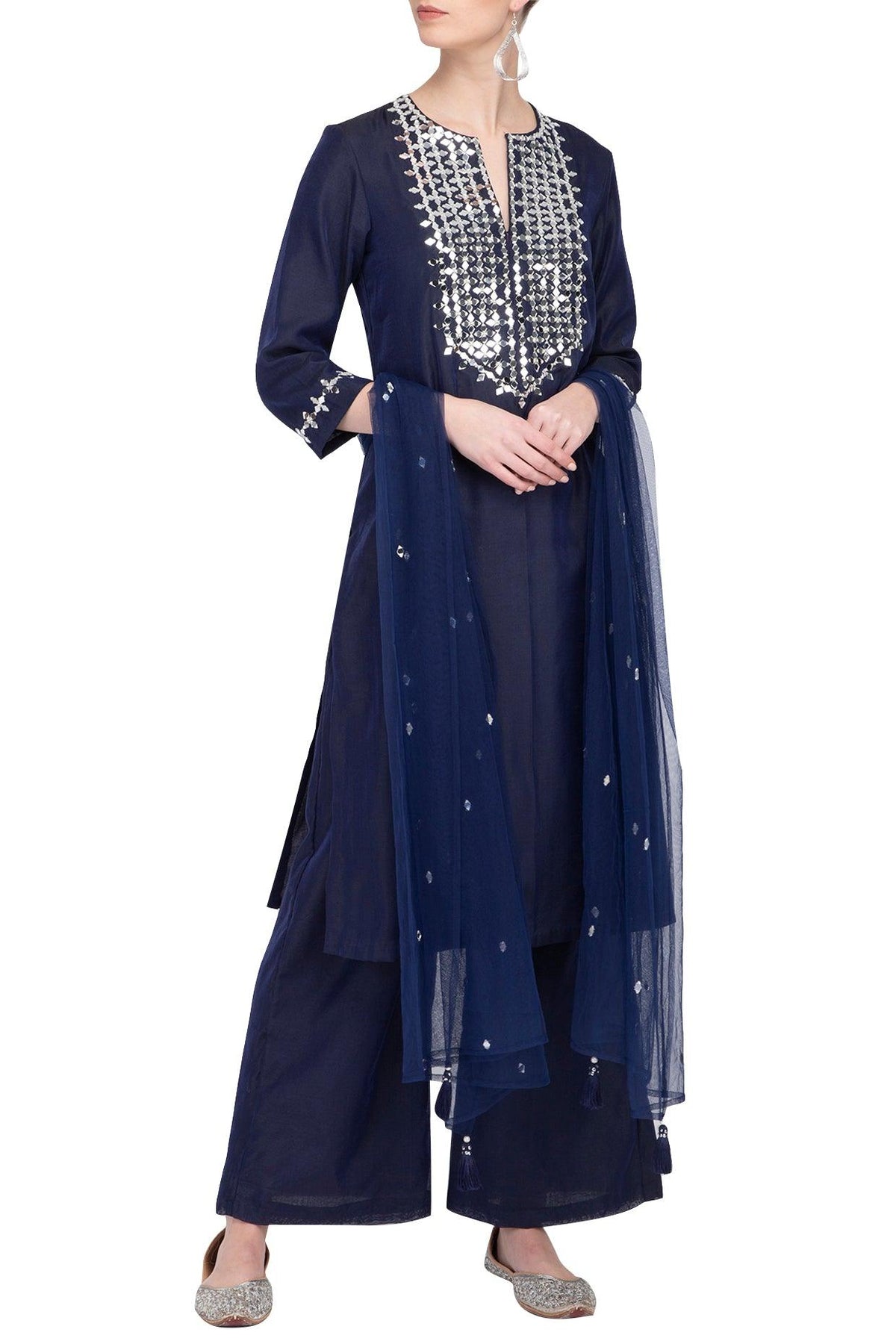 Blue Embroidered Kurta Set