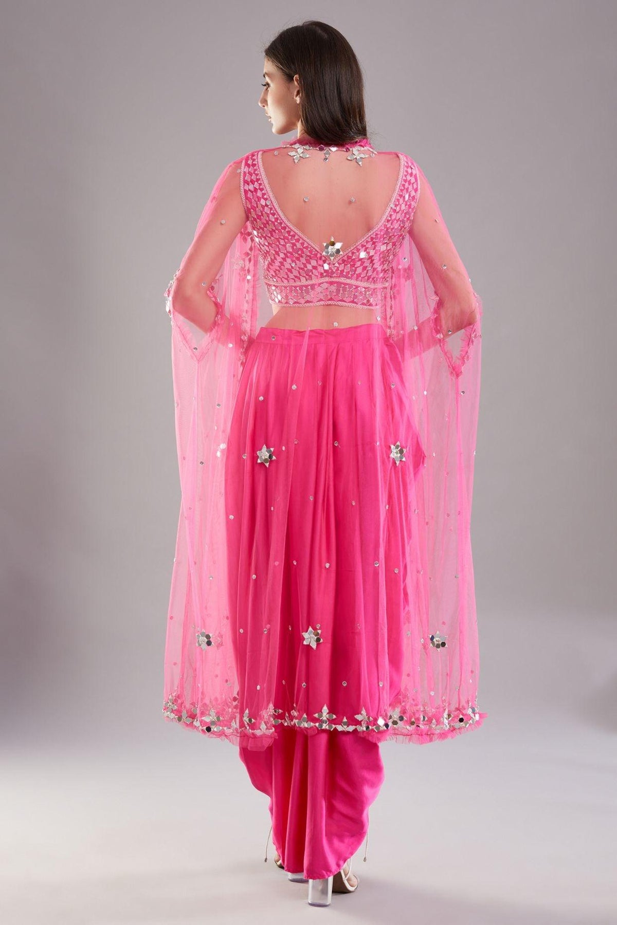 Pink Mirror Cape Set - Preeti s kapoor