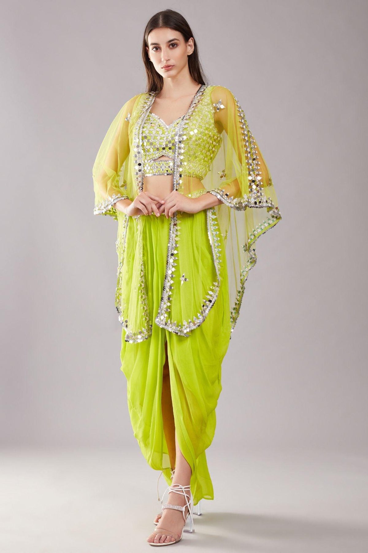 Lime Green Mirror Cape Set