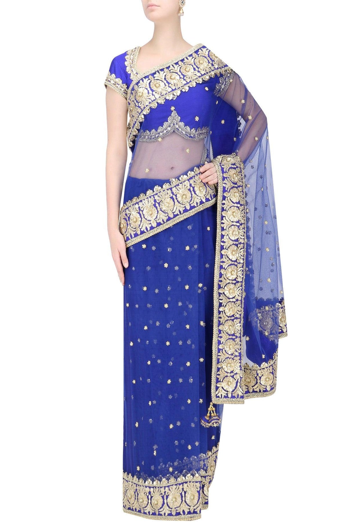 Blue Gota Patti Embellished Saree