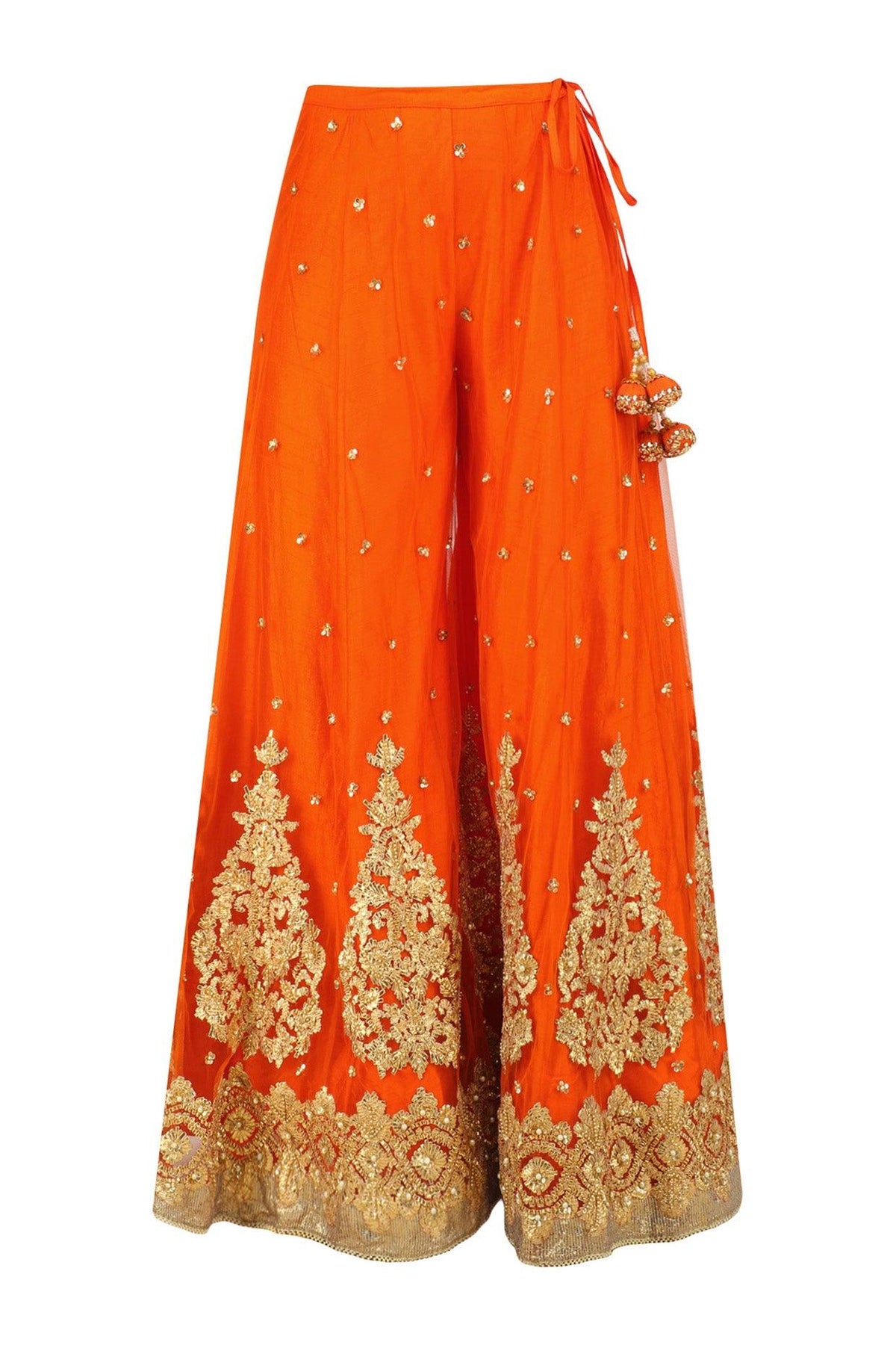 Orange And Gold Embroidered Sharara Set - Preeti s kapoor