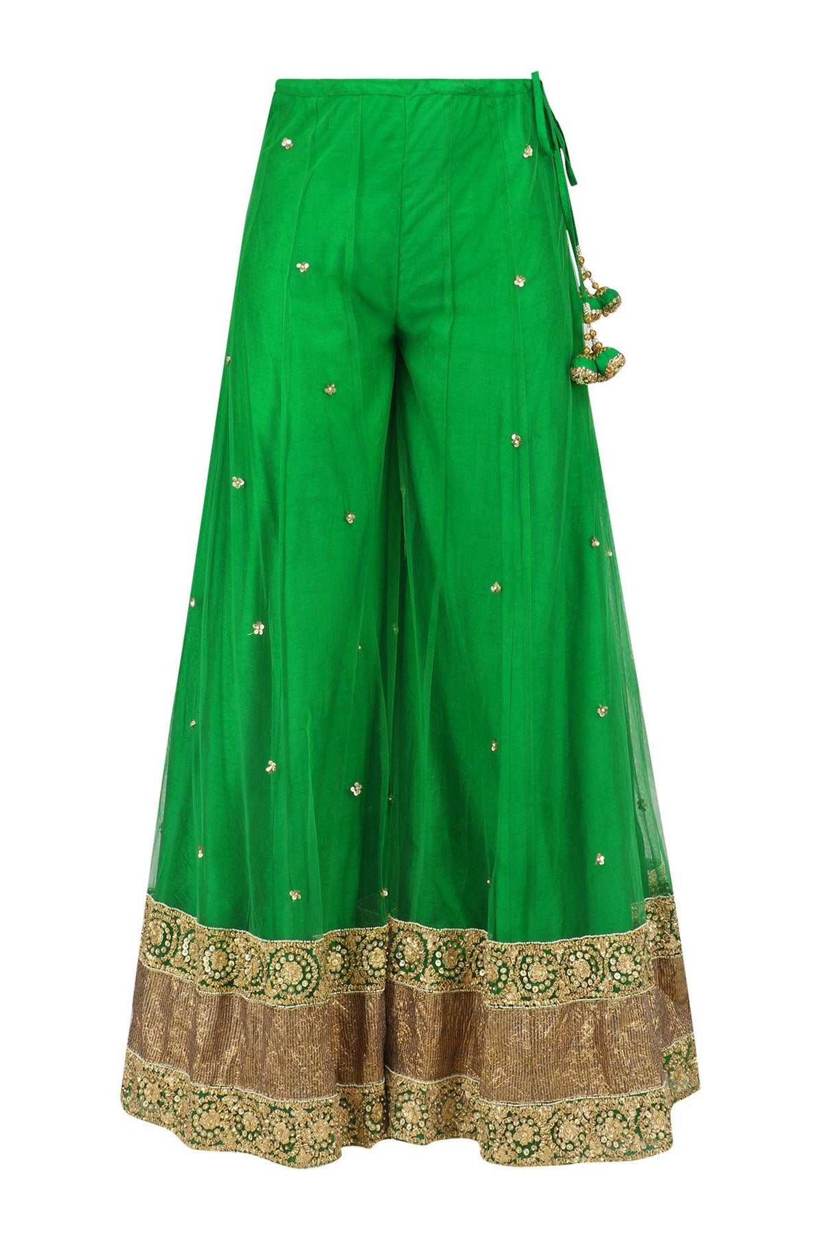 Green And Gold Embroidered Sharara Set - Preeti s kapoor