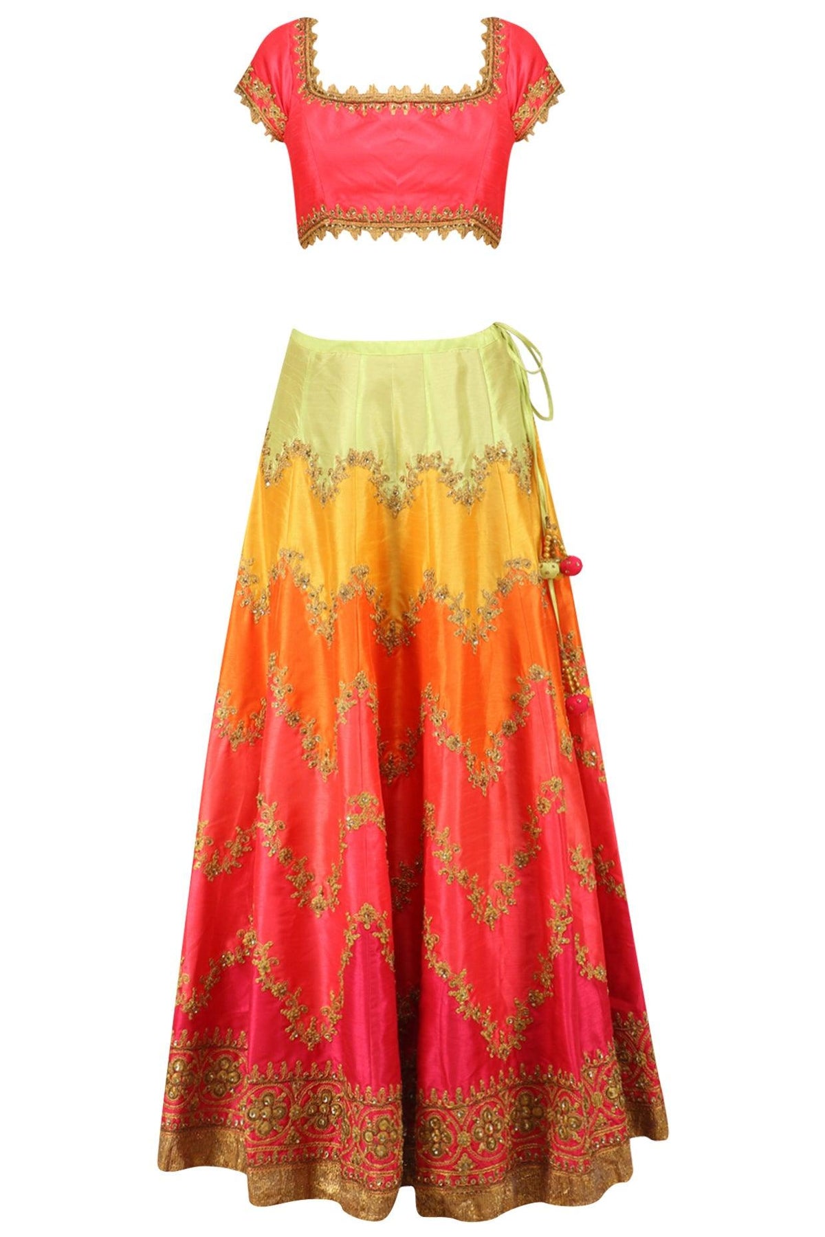 Pink Zari And Sequins Embroidered Lehenga Set - Preeti s kapoor