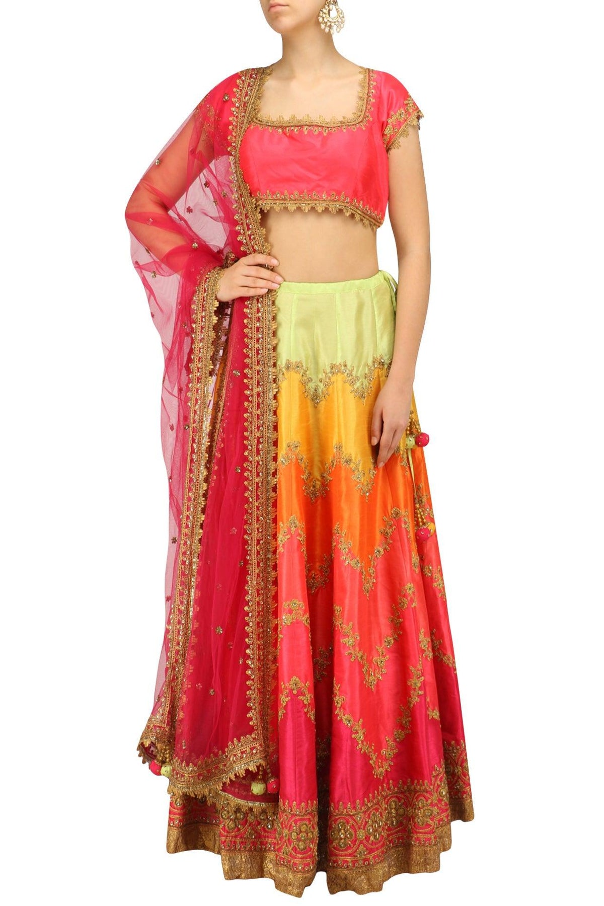 Pink Zari And Sequins Embroidered Lehenga Set - Preeti s kapoor