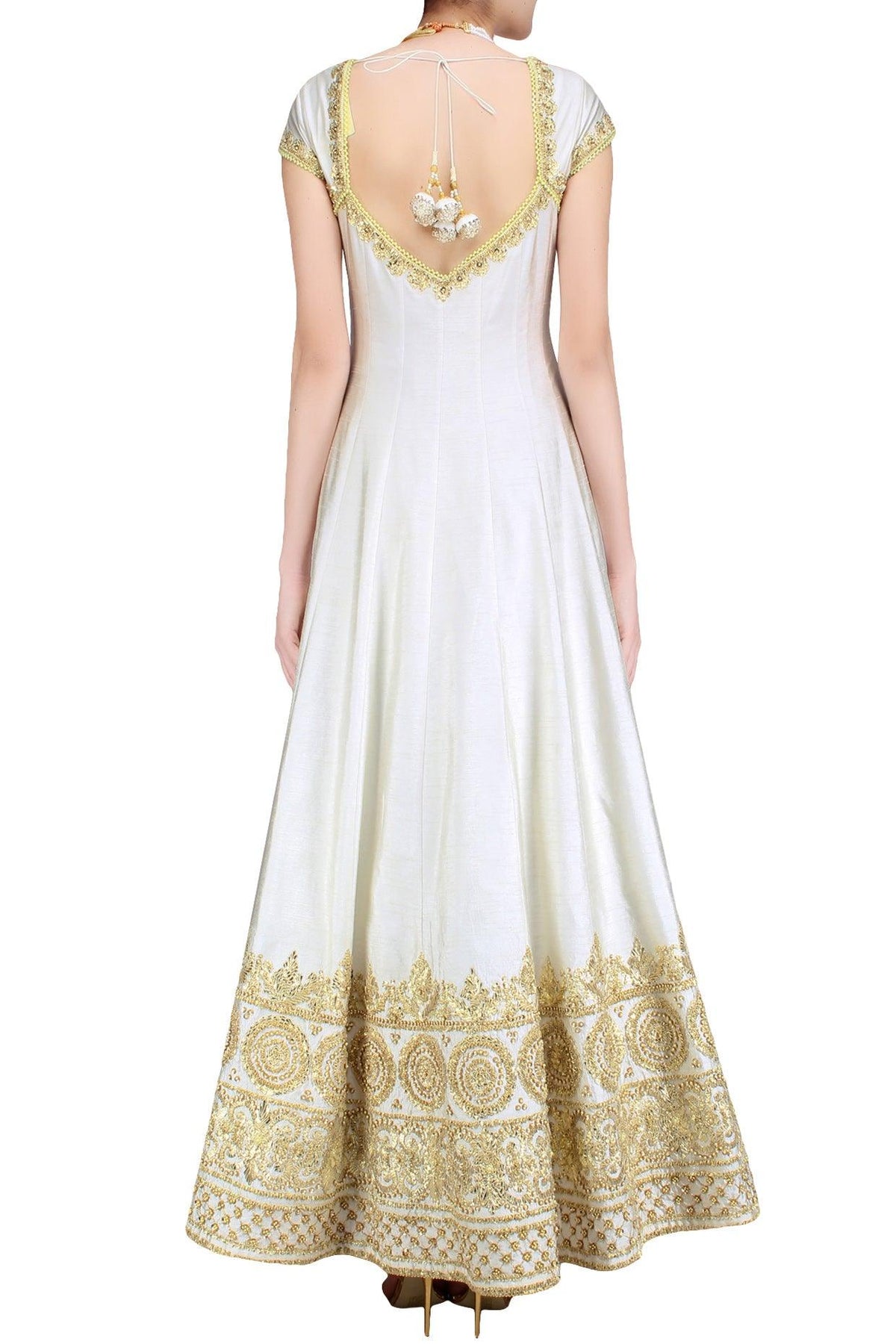 Ivory And Gold Gota Patti Embroidered Anarkali Set - Preeti s kapoor