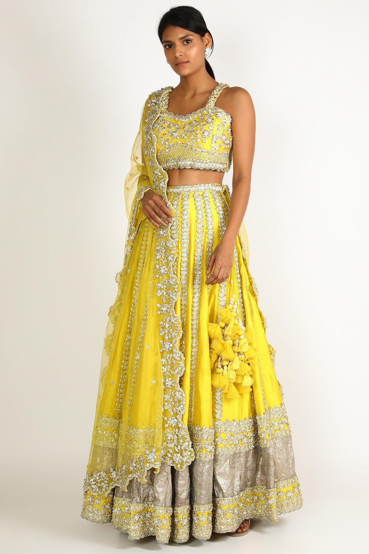 Yellow Dupion Silk Lehenga Set - Preeti s kapoor