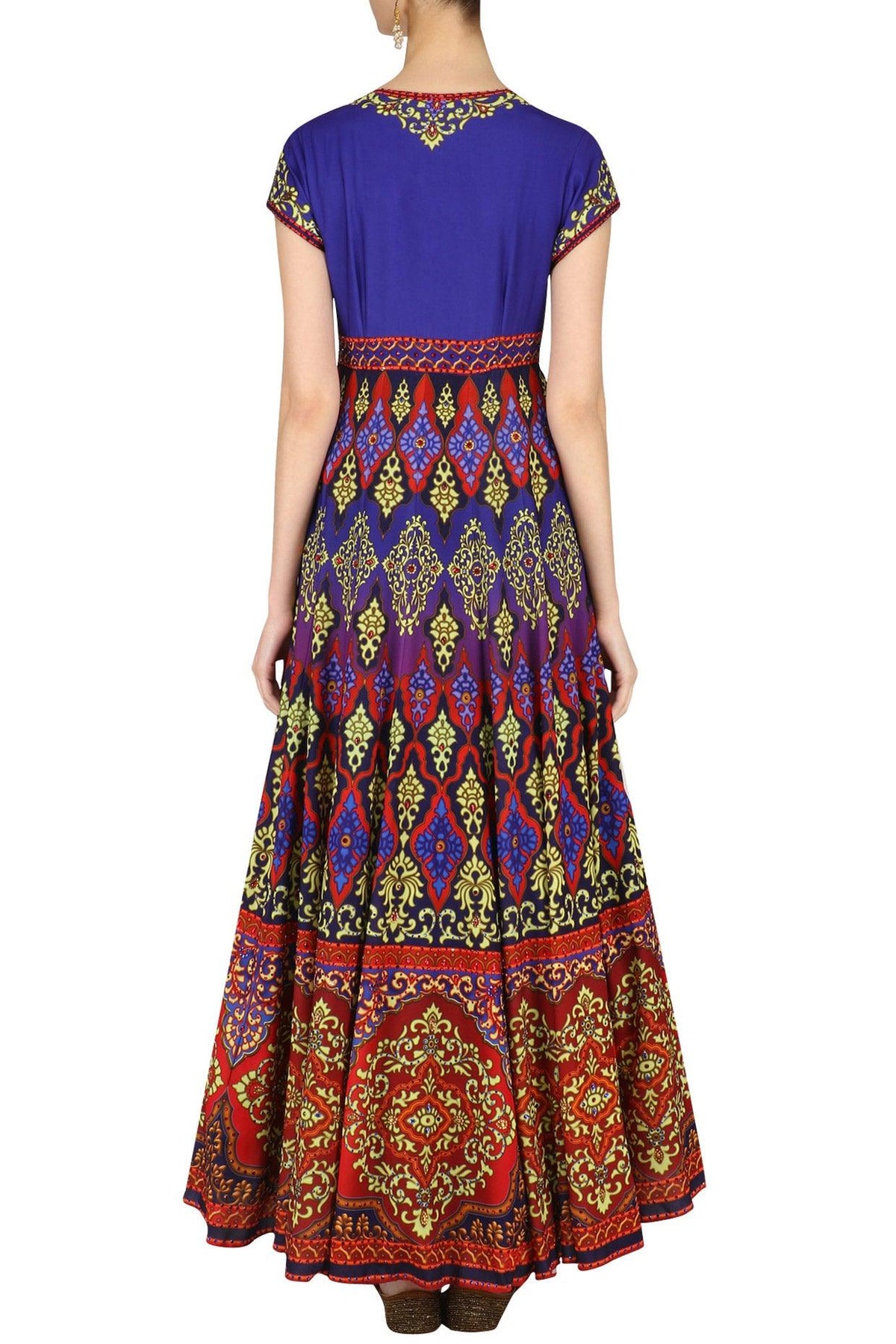 Purple And Red Swarovski Embellished Anarkali Set - Preeti s kapoor