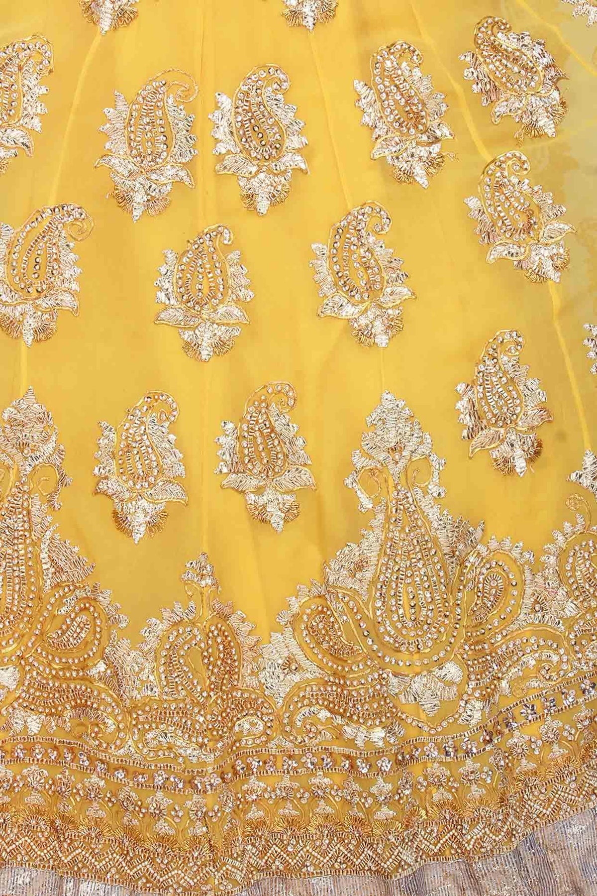 Yellow Gota Patti And Beads Embroidered Anarkali Set - Preeti s kapoor