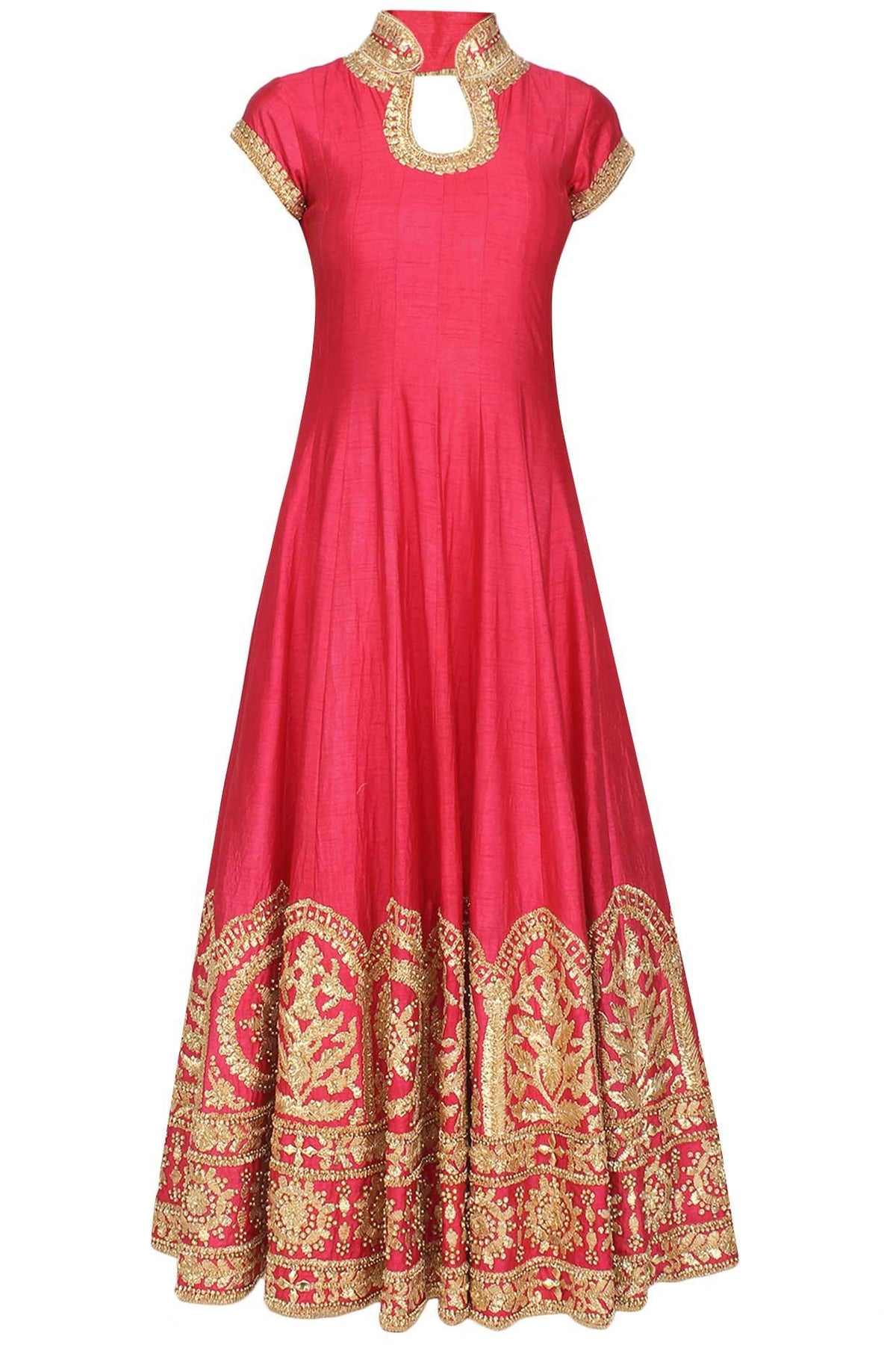 Rose Pink Gota Patti Embroidered Anarkali Set - Preeti s kapoor