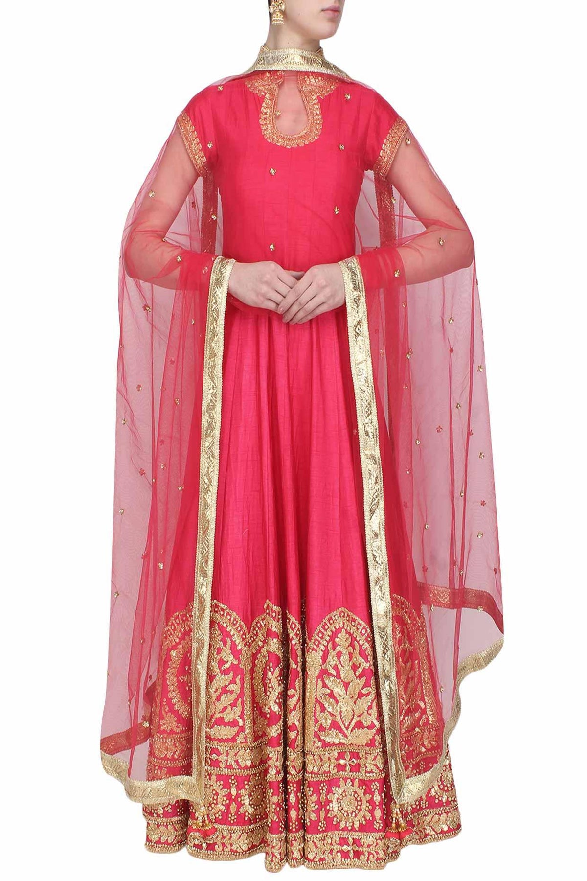 Rose Pink Gota Patti Embroidered Anarkali Set