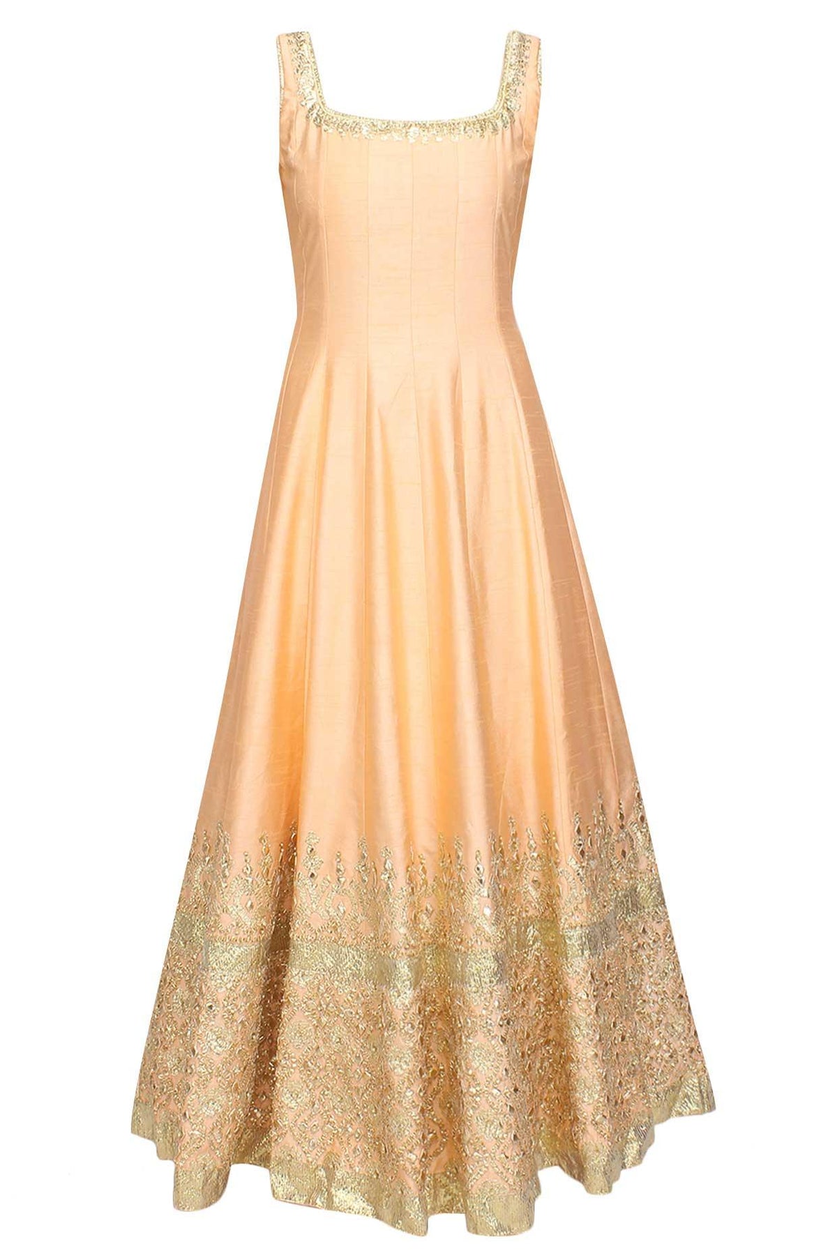 Peach Gota Patti Applique Work Anarkali Set - Preeti s kapoor