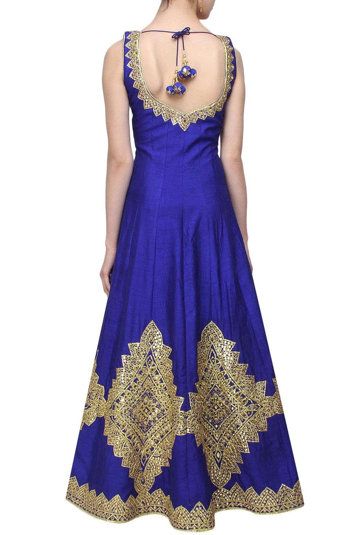 Blue Mirror Work And Gota Patti Embroidered Anarkali Set - Preeti s kapoor